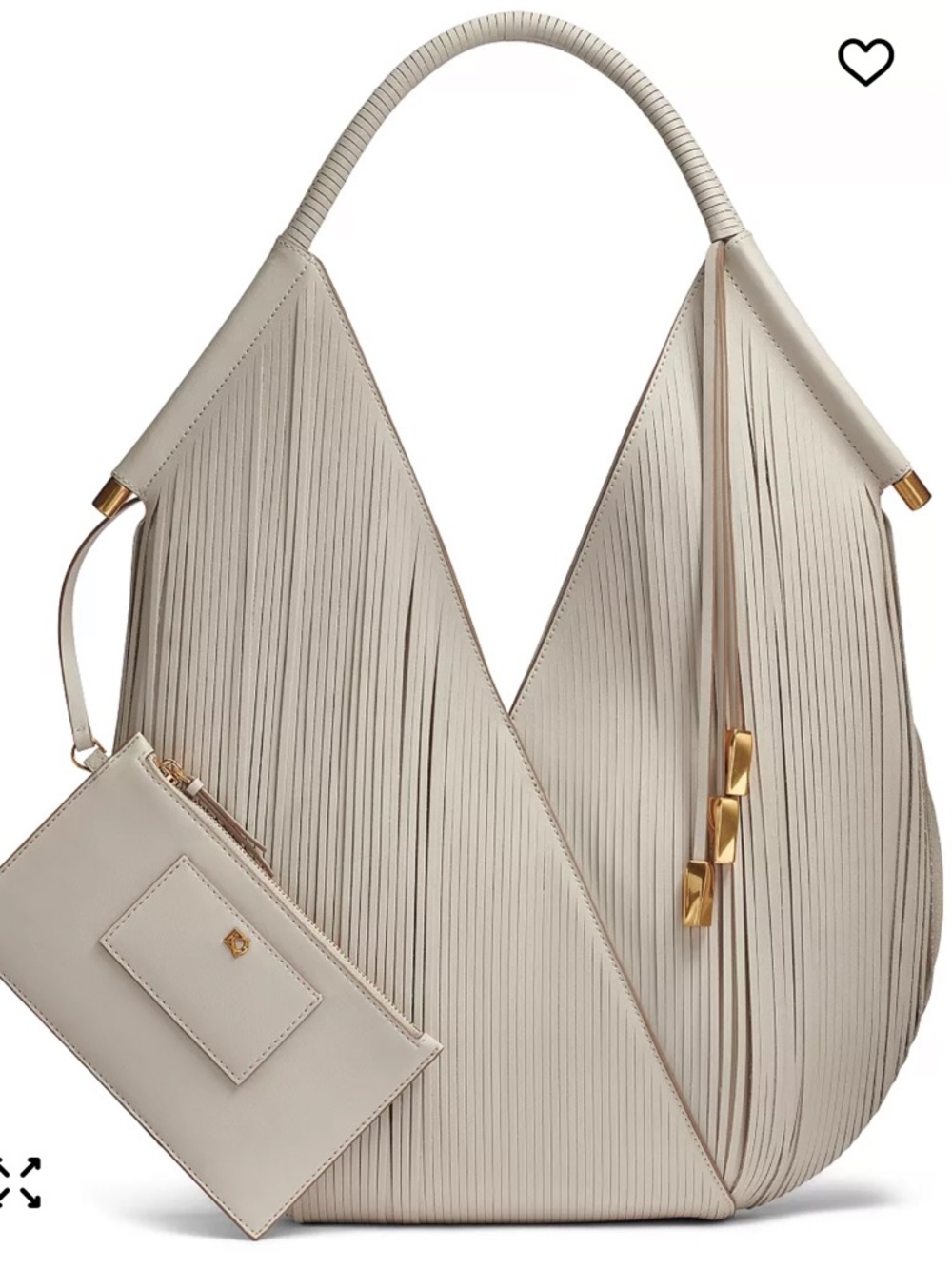 Donna Karan Beige Pleated Hobo Shoulder Bag with Pouch Baldwin